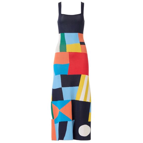STAUD Katie Abstract Dress in Multi, Size M - Picture 1 of 9